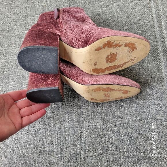 Sam Edelman pink velvet embossed floral print womens size 8 - Picture 7 of 11